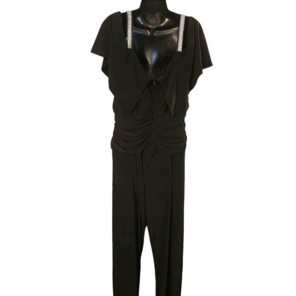 R&M Richards Womens Embellished Wide-Leg Cold-Shoulder Jumpsuit Plus Size 18 W. - Picture 8 of 14